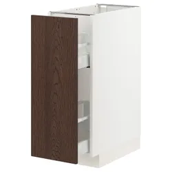 IKEA METOD / MAXIMERA(994.041.01) нижня шафа / висувні внутрішні кріплення, білий / Сінарп коричневий