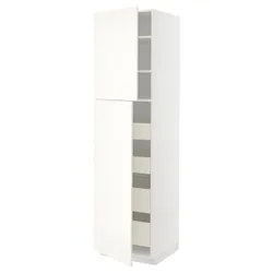 IKEA METOD / MAXIMERA(095.074.34) высокий шкаф с 2 дверцами/4 ящиками, белый/Вальстена белый