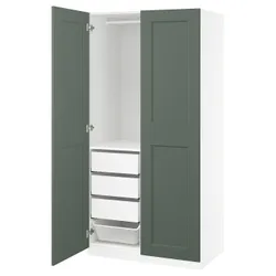 IKEA PAX / GRIMO(095.792.37) Комбинация гардероба, белый/серый -гриен