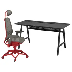 IKEA UTESPELARE / STYRSPEL(394.910.35) игровой стол и стул, черный серый/красный
