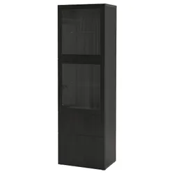 IKEA BESTÅ(293.008.47) книжный шкаф / стеклянная дверь, черно-коричневый / Лаппвикен черно-коричневый прозрачное стекло
