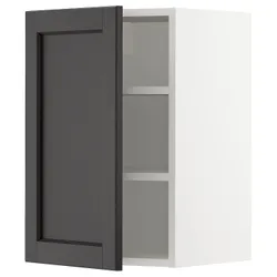 IKEA METOD(294.614.68) навесной шкаф с полками, белый / лерхиттан черная морилка