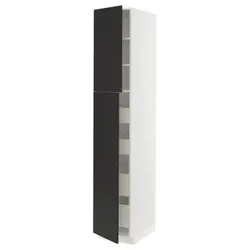 IKEA METOD / MAXIMERA(794.989.21) высокий шкаф с 2 дверцами/4 ящиками, белый/Nickebo матовый антрацит