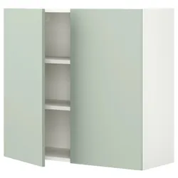 IKEA ENHET(994.967.99) навісна шафа 2 полиці/дверцята, білий/блідо-сіро-зелений