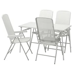 IKEA TORPARÖ(294.948.69) стол+4 полулежа стулья снаружи, белый/белый/серый