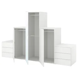 IKEA PLATSA(194.369.69) шкаф 3 двери + 6 ящиков, белый STRAUMEN зеркальное стекло/FONNES белый