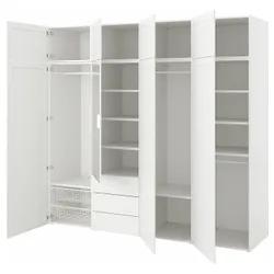 IKEA PLATSA(394.248.71) шкаф 8 дверей + 3 ящика, белый STRAUMEN зеркало стекло/САННИДАЛЬ белый