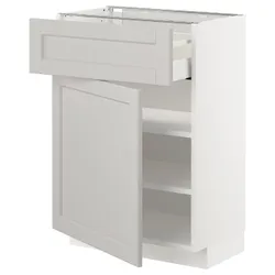 IKEA METOD / MAXIMERA(394.680.73) шкаф stj szu / дверь, белый / лерхиттан светло-серый
