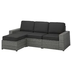 IKEA SOLLERÖN(993.264.29) 3-местный модульный диван, садовый, с подставкой для ног темно-серый / Järpön / Duvholmen антрацит