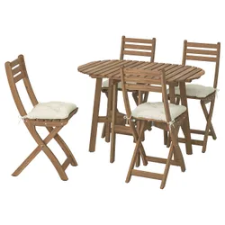 IKEA ASKHOLMEN(995.782.38) Таблица с нижней вершиной+4 бар, OGRE, Складывание темно -коричневого/куддарны светло -серого серого