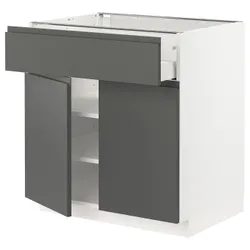 IKEA METOD / MAXIMERA(994.578.30) верхний ящик / 2 двери, белый/Воксторп темно-серый