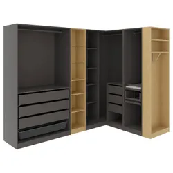 IKEA PAX(596.235.01) кутова шафа, темно-сірий темно-сірий/імітація дуба