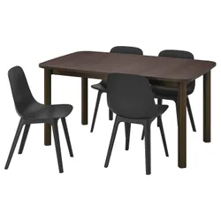 IKEA STRANDTORP / ODGER(193.886.47) стол и 4 стула, коричневый / антрацит