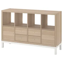 IKEA KALLAX(295.529.15) полиця з несучою рамою, з 2 дверцятами/4 ящиками/дуб вибілений