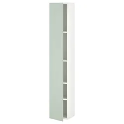 IKEA ENHET(594.968.76) высокий шкаф с 4 полками/дверцами, белый/бледный серо-зеленый