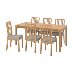 IKEA EKEDALEN / EKEDALEN(794.881.11) стол и 6 стульев, имитация дуба. dębu / Orrsta светло-серый