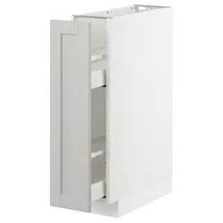 IKEA METOD(692.696.99) нижня шафа / висувні внутрішні кріплення, білий / Lerhyttan світло-сірий
