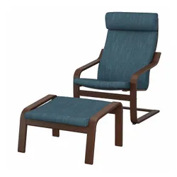 IKEA POÄNG(194.842.86) крісло/підніжка, коричневий / Хіларед темно-синій