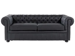 3-місний чорний шкіряний диван CHESTERFIELD