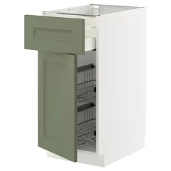 IKEA METOD / MAXIMERA(695.173.74) Шкаф STJ/Basket Dr/Szuf/Дверь, Biały/Axstad Greya -green