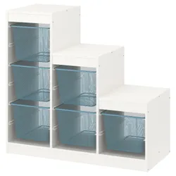 IKEA TROFAST(094.808.68) полка с контейнерами, белый/серо-синий