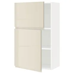 IKEA METOD(194.684.94) навісна шафа з полицями / 2 двер, білий/Voxtorp глянцевий світло-бежевий