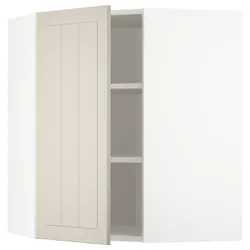 IKEA METOD(294.079.71) кутова навісна шафа з полицями, білий / Stensund beige