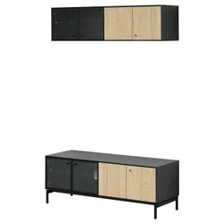 IKEA BOASTAD(095.352.10) Тумба под ТВ, черный/дубовый шпон