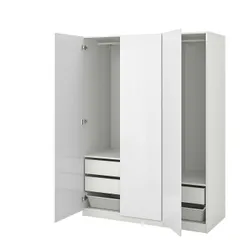 IKEA PAX(093.035.02) гардероб, белый / Фардал глянцевый / белый