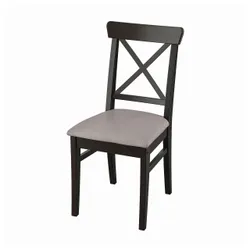 IKEA INGOLF Стілець, коричнево-чорний / Нолхага сіро-бежевий (004.730.75)