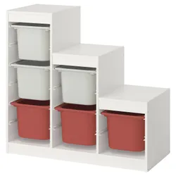 IKEA TROFAST(595.733.89) Полиця з контейнерами, Білий сірий/червоний
