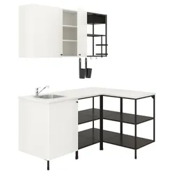 IKEA ENHET (493.381.61) кутова кухня, антрацит / білий