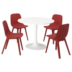 IKEA DOCKSTA / ODGER(794.407.13) стол и 4 стула, белый/красный