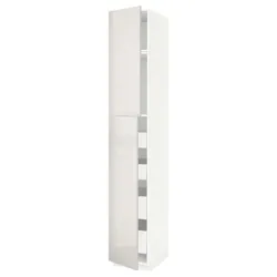 IKEA METOD / MAXIMERA(994.680.32) 2-дверный/4-ящный высокий шкаф, белый/Рингхульт светло-серый