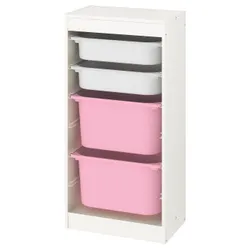 IKEA TROFAST(693.378.01) полка с контейнерами, белый / белый розовый