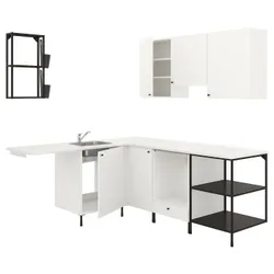 IKEA ENHET (693.379.95) кутова кухня, антрацит / білий