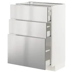 IKEA METOD / MAXIMERA (693.299.81) стоячий шкаф с 3 ящиками, белый / варста нержавеющая сталь