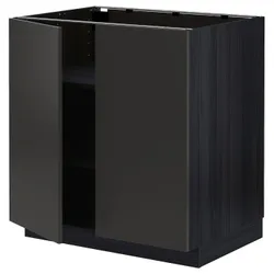 IKEA METOD(194.983.68) нижня шафа/полиці/2 двері, чорний/матовий антрацит Nickebo