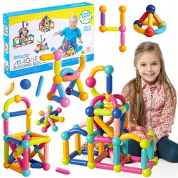 Конструктор Kinderplay магнітний конструктор 3Д конструктор будівельні палички дитячі різнокольорові 120 шт