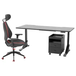 IKEA UPPSPEL / GRUPPSPEL(194.410.65) письменный стол, стул и комод, черный / серый