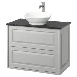 IKEA TÄNNFORSEN / VÄSTERSJÖN(795.683.15) Шафи для вимивання ящиками/миттям/акумулятором, світло -сірий/чорний імітаційний мармур