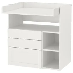 IKEA SMÅSTAD (393.922.43) пеленальный столик, белый белый каркас / с 3 ящиками