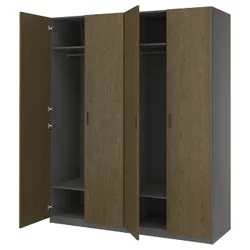IKEA PAX / TONSTAD(695.493.08) Комбінація гардеробу, темно -сірий/коричневий шпона дуба