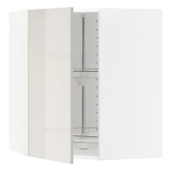 IKEA METOD(591.428.04) угловой навесной шкаф с каруселью, белый/Рингхульт светло-серый