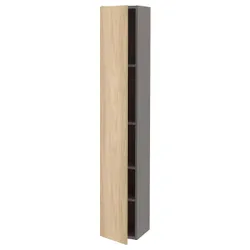 IKEA ENHET(993.224.74) висока шафа 4 полиці/двер, сірий / імітація дуб