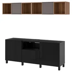 IKEA BESTÅ / EKET(594.927.79) комбинация шкафов под телевизор, черный темно-серый коричневый/орех