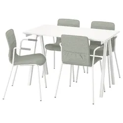 IKEA TROTTEN / LÄKTARE(695.525.41) Стол конференции со стульями, белый/светло -зеленый