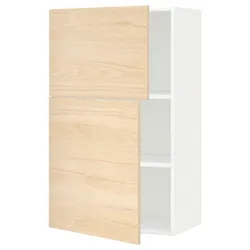 IKEA METOD(594.645.16) навісна шафа з полицями / 2 двер, білий/Askersund світлий попелястий малюнок