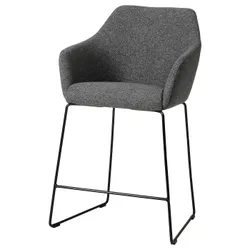 IKEA TOSSBERG(005.682.38) Барный стул со спинкой, черный металл/темно-серый
