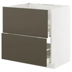 IKEA METOD / MAXIMERA(395.584.98) шафа для варильної панелі/витяжки з висувним ящиком, білий/Хавсторп коричнево-бежевий